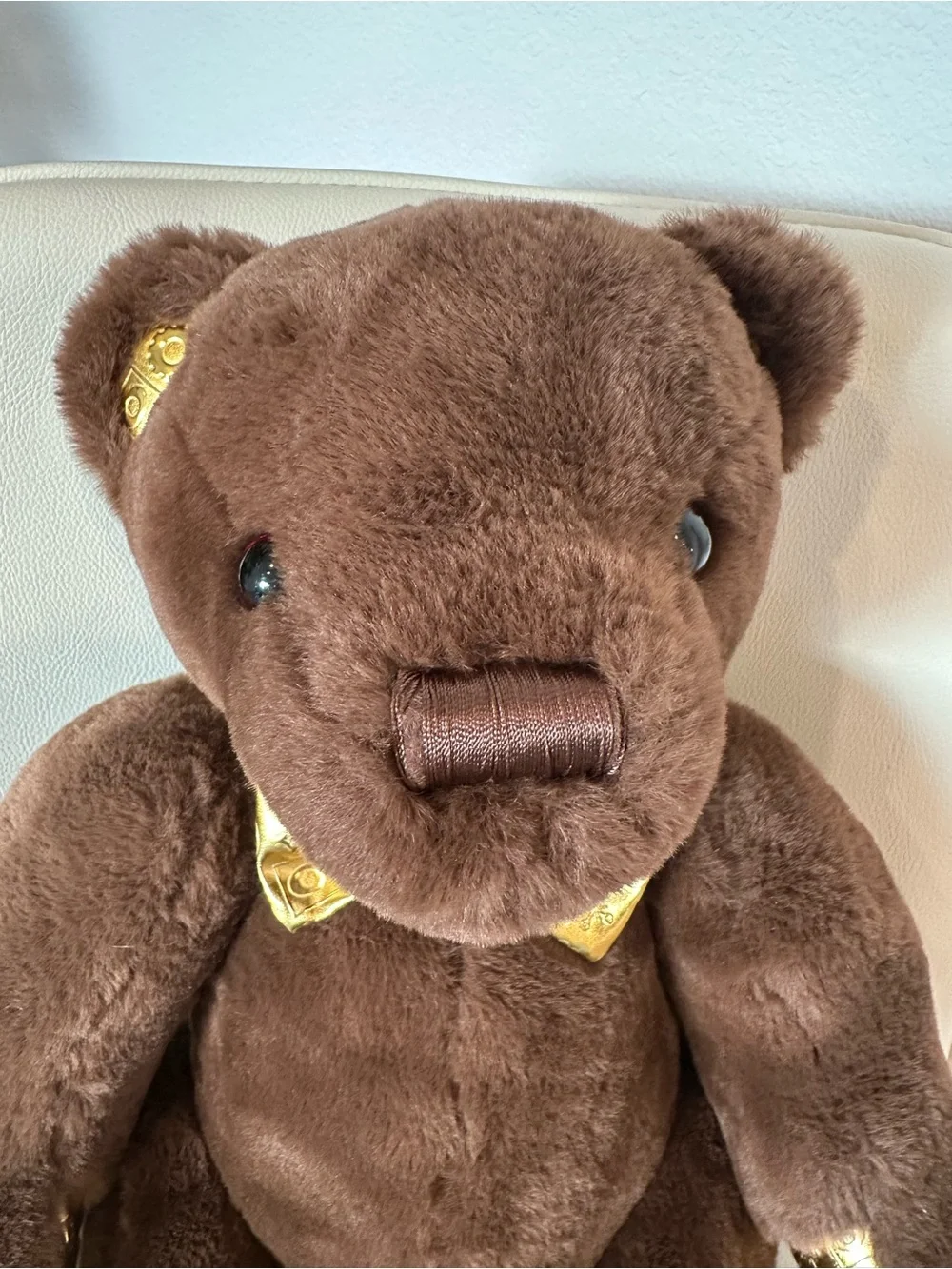 FAO Schwarz Teddy Bear 17” Brown Plush Gold Bow & Paws Stuffed Animal 202